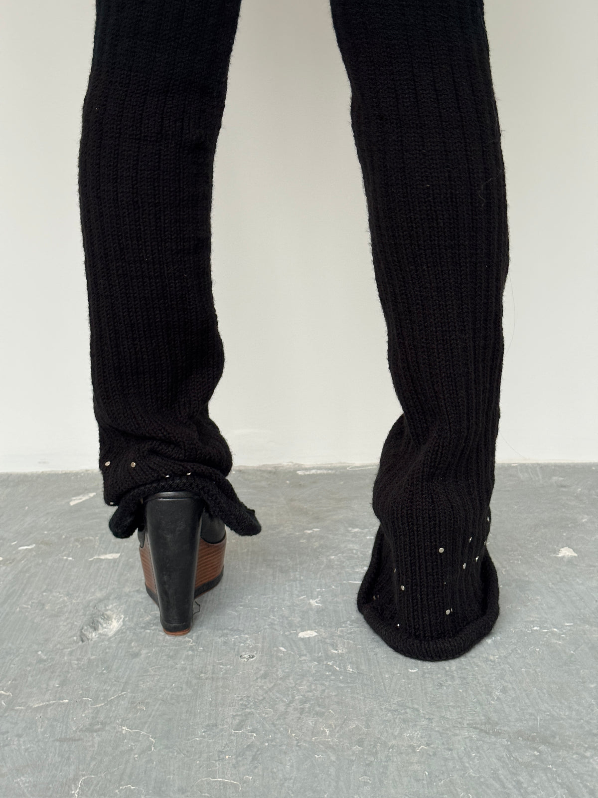 Black Studded Knit Trousers - Sample