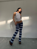 Stripey blue knit trousers