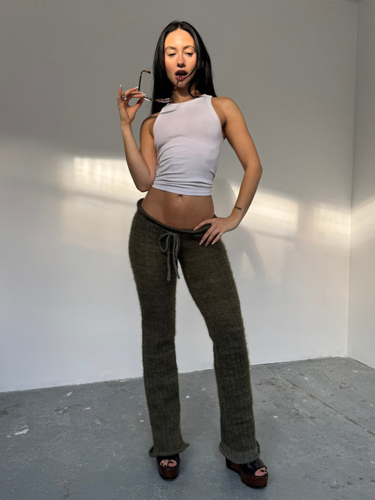 Olive knit trousers