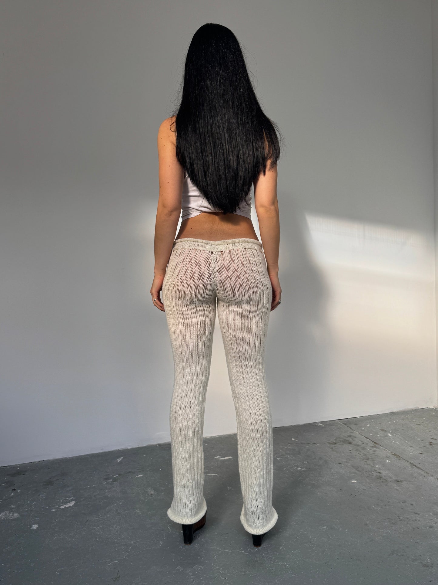 Cream knit trousers