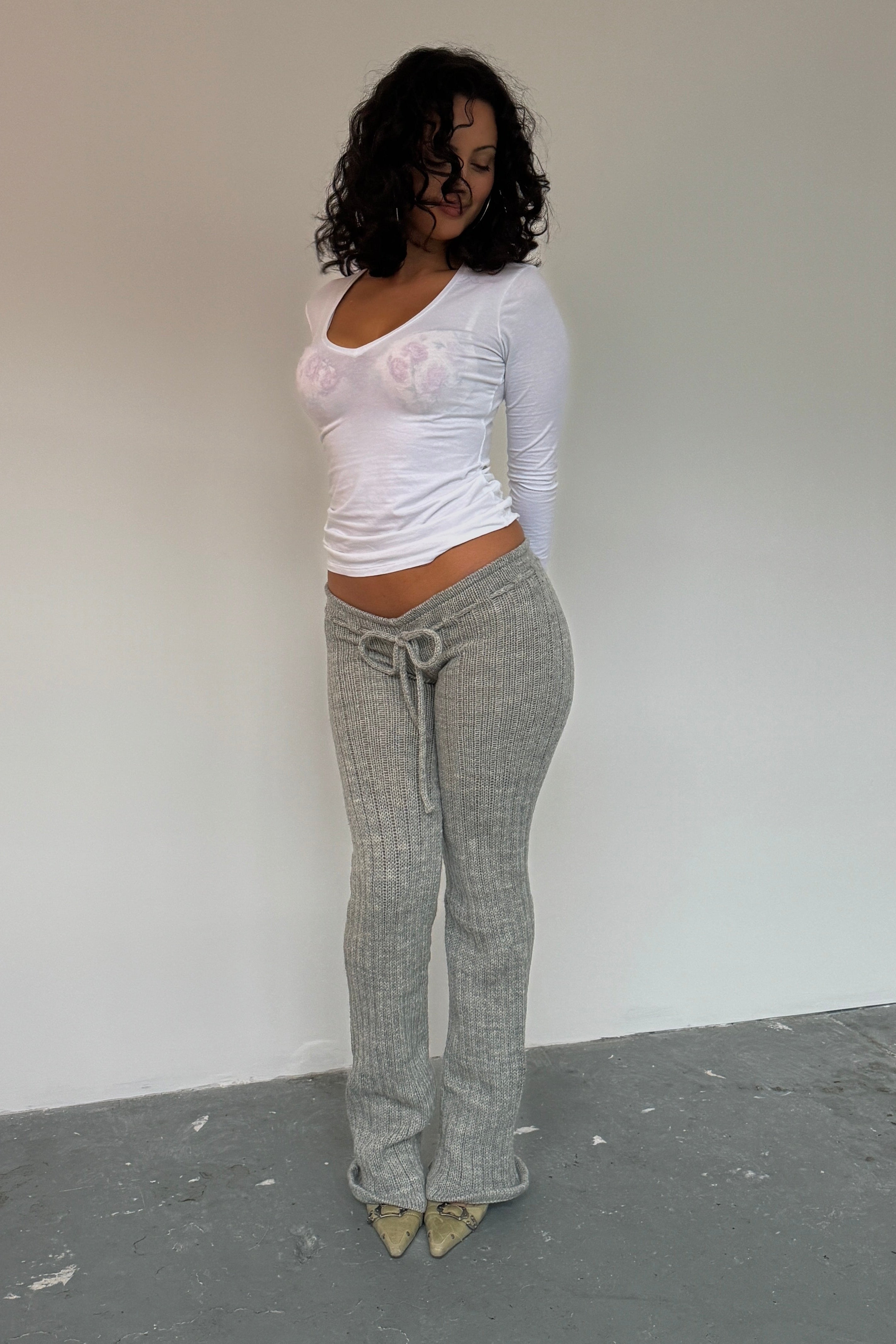 Grey knit trousers