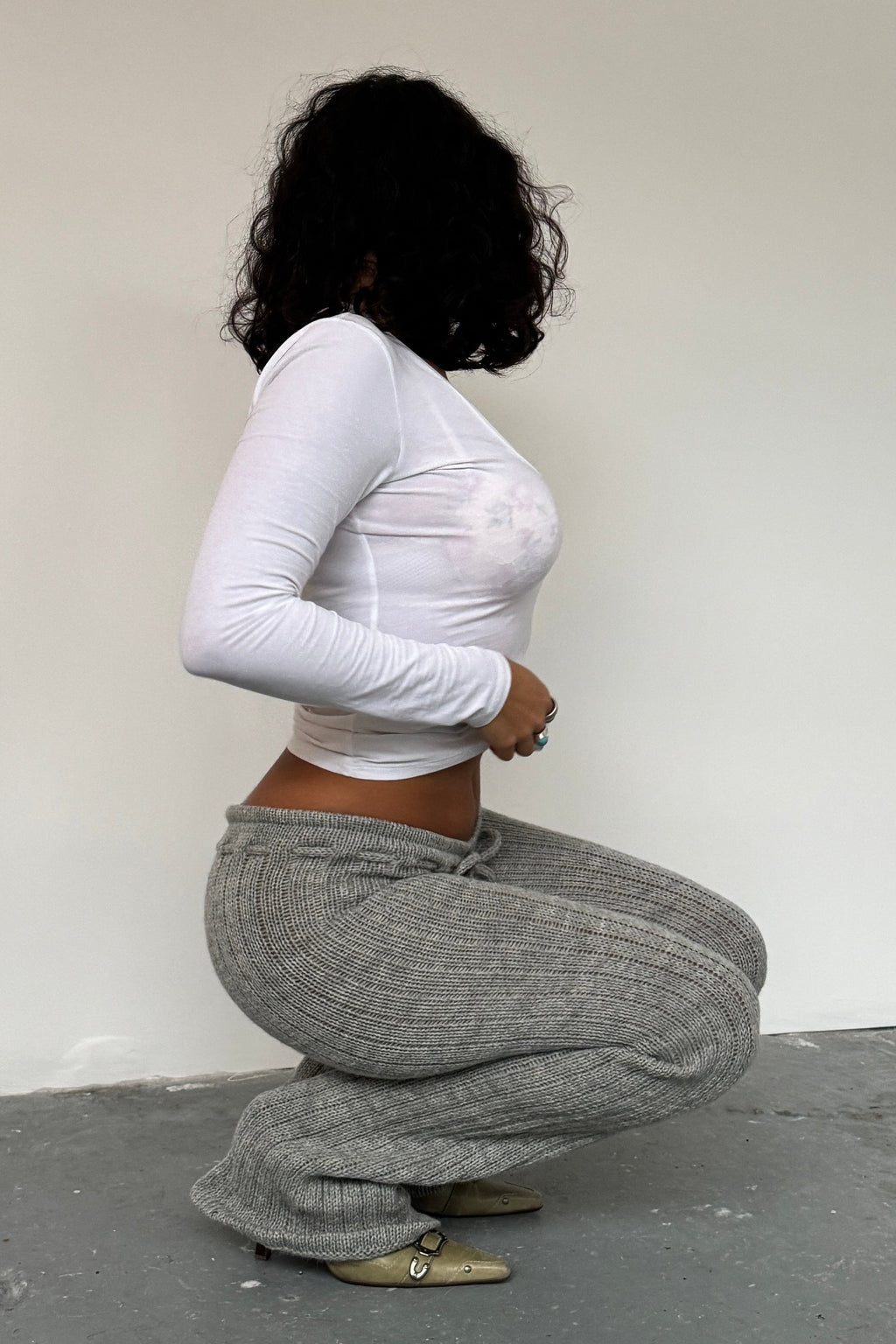 Grey knit trousers