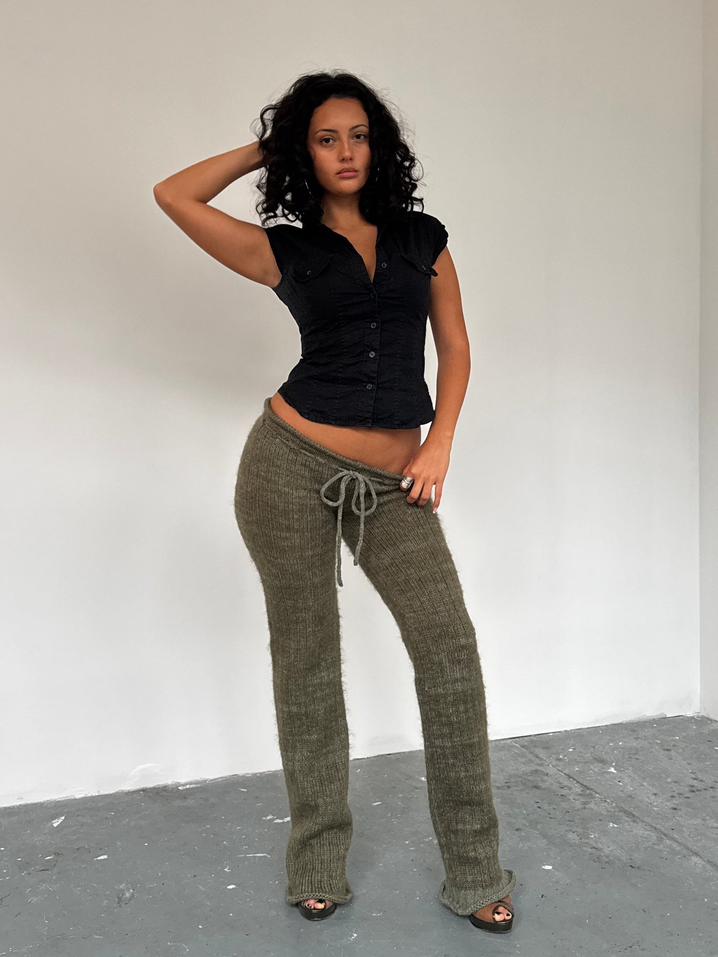 Olive knit trousers