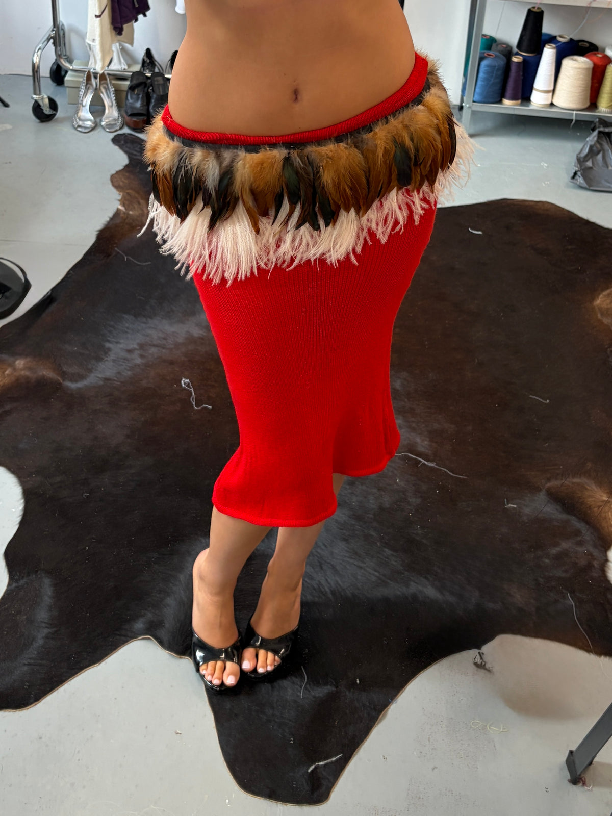 1of1 Red Midi Skirt - Sample