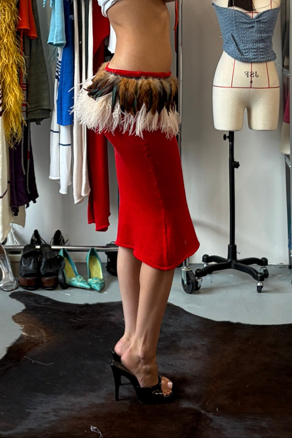 1of1 Red Midi Skirt - Sample